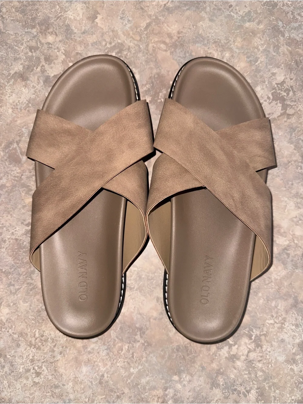 Old Navy Men’s Taupe Crisscross Slide Sandals